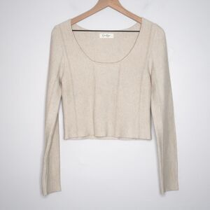 Jessica Simpson Sweater Crop Top‎ Small Beige Cream Thick Comfy Neutrals Classic
